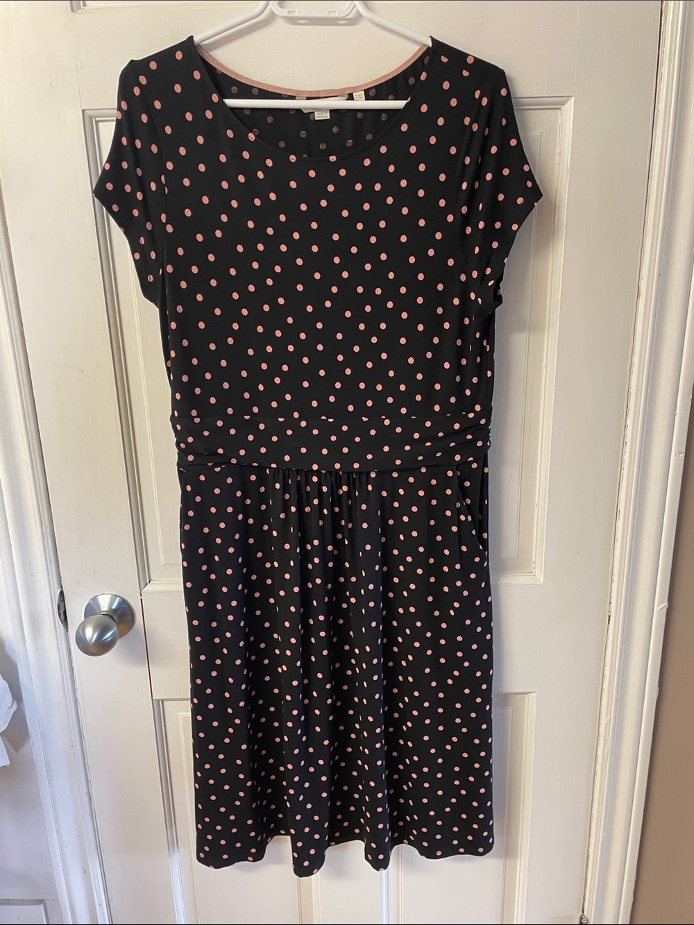 Boden Amelie jersey soft knee length polka dot dress women’s size 12